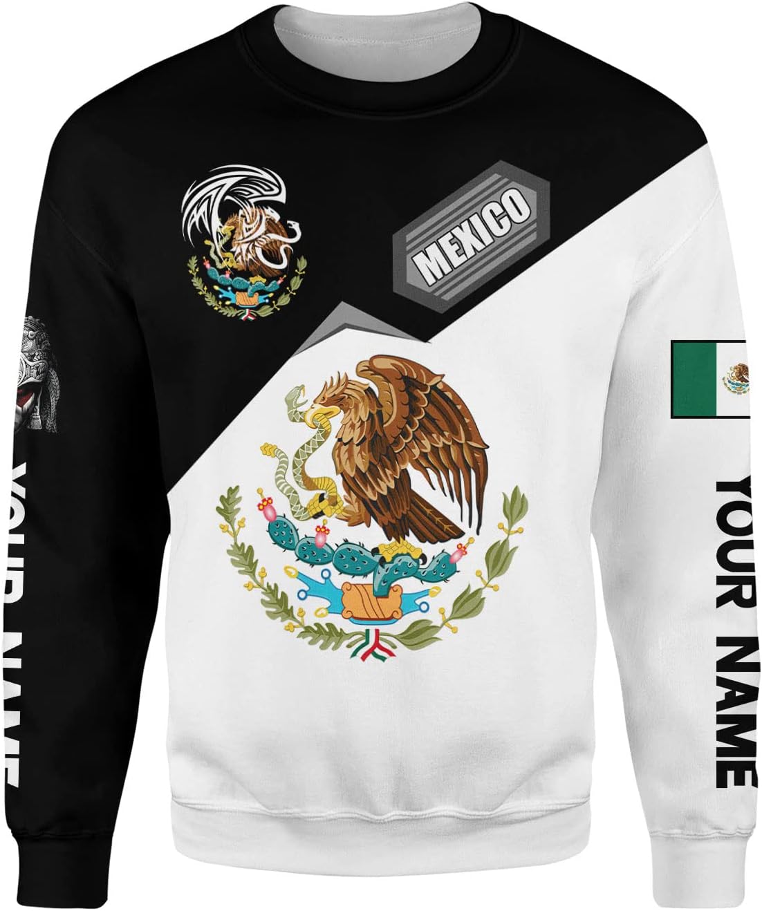 Personalized Name Mexican Shirts for Men, Customized Mexico women Shirt Eagle Flag Unisex Shirt, Sweatshirt, Hoodie, Zip Hoodie AD677, Multicolor, 5X-Large