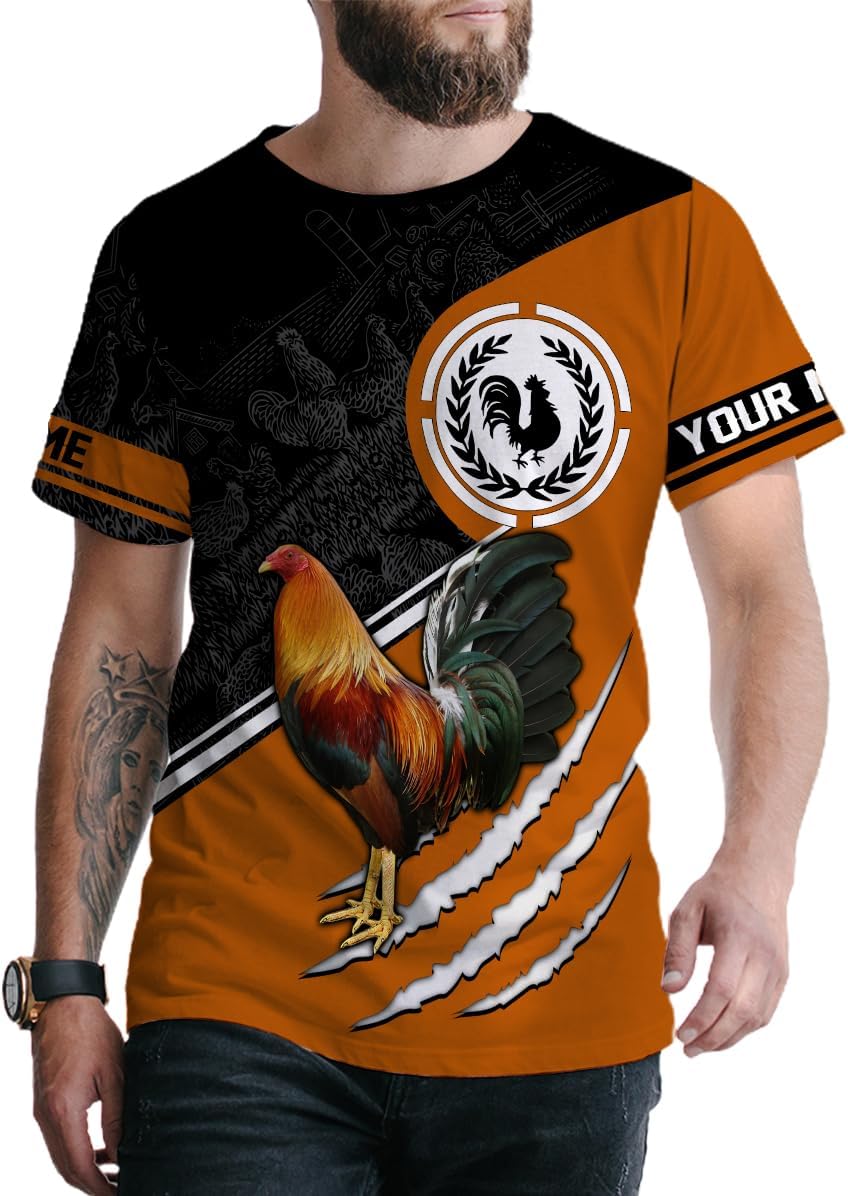 Mostefy Personalized Name Rooster Shirt 3D, Rooster Shirts for Men, Chicken Tshirts Shirts for Women, Funny Chicken Shirts