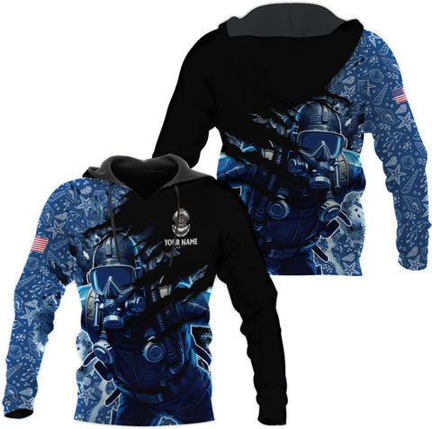 Custom Name Scuba Shirt, Scuba Shirts Mens American Flag Scuba Diving Scuba Shirt Scuba Diver Snorkeling T-Shirt Scuba Gifts (Polyester, SD10)