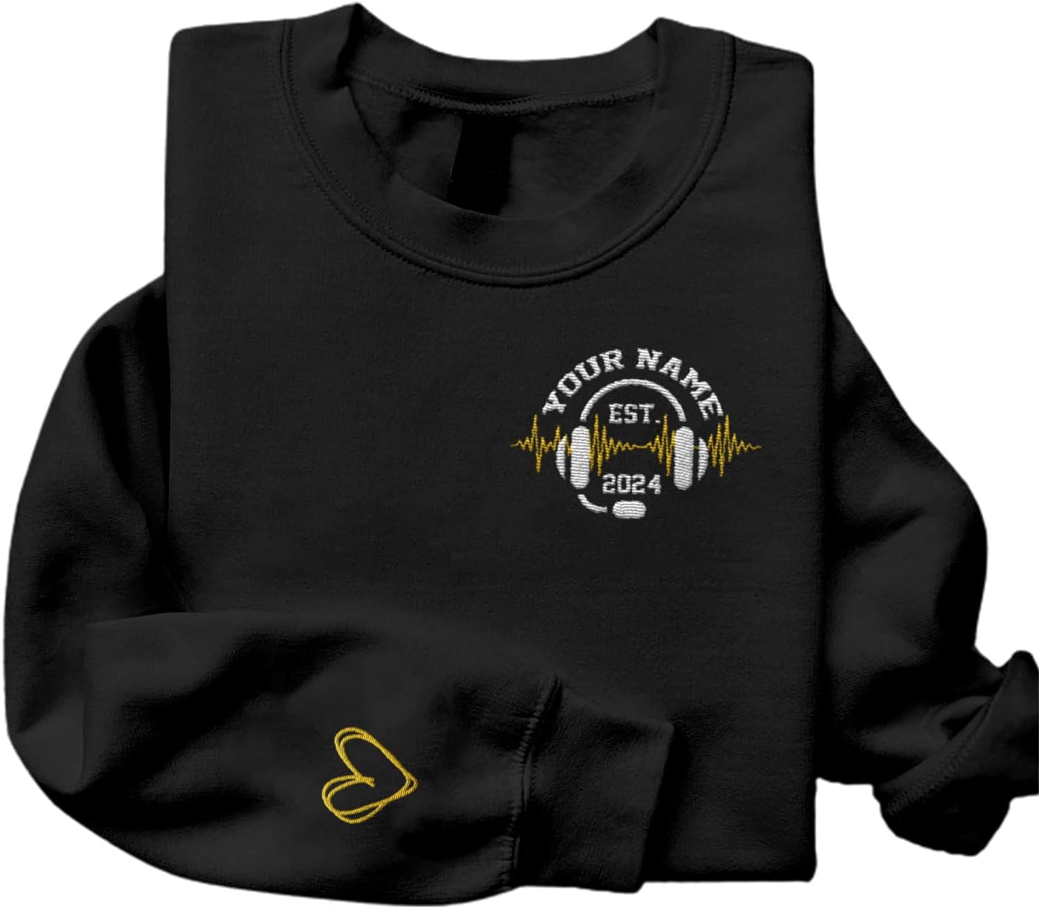 Intenprints Personalized Embroidered Dispatcher Shirt 911 Emergency Services Sweatshirt Thin Gold Line Flag Dispatcher Shirt
