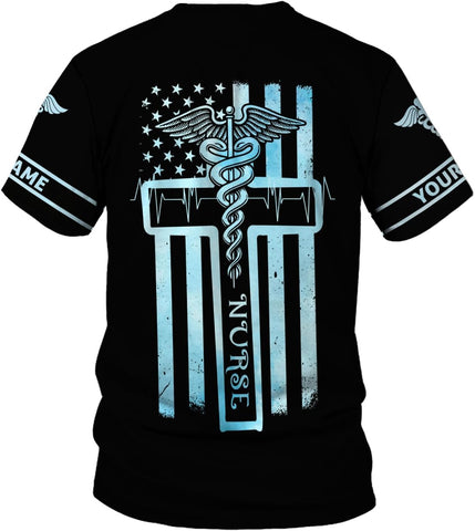 Woseprints Personalized Name 3D Nurse Shirts, Emergency Nurse T-Shirt Gifts