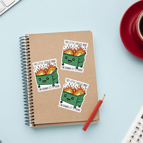 3 Pcs This Little Light of Mine Dumpster Fire Sticker, This Little Light of Mine Sticker, Dumpster Fire Light, This Little Light of Mine Dumpster Fire Stickers for Laptop Phone Car Helmet 3"x3"