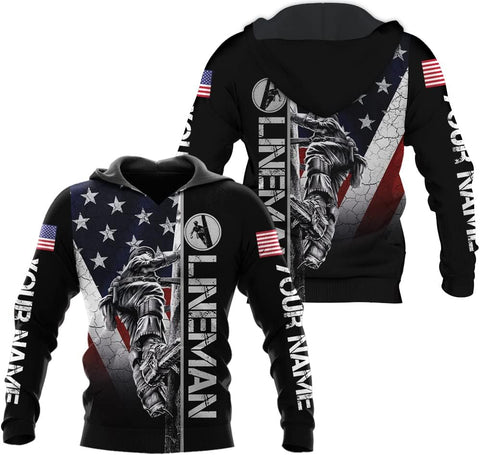 Personalized Lineman 3D Print Hoodies Unisex Pullover Hoodie Gift For Men, Women, Full Size S-5XL For Men Women