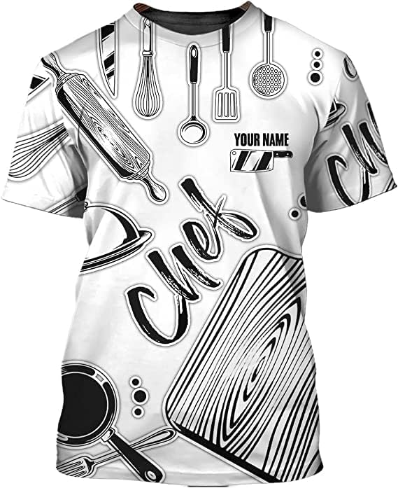 Personalized Chef Shirt Master Chef 3D Shirts Chef Gifts Custom Name Chefs Shirt for Men and Women, TShirt Chef Utility Shirt