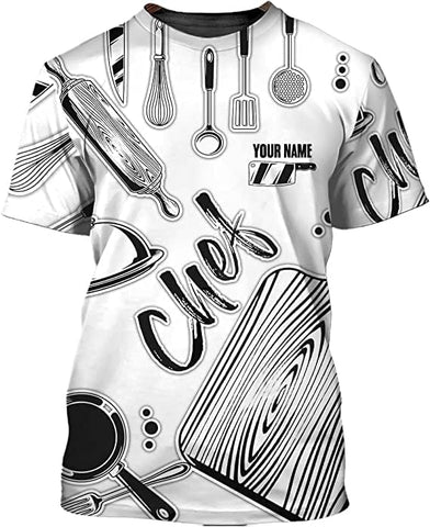 Personalized Chef Shirt Master Chef 3D Shirts Chef Gifts Custom Name Chefs Shirt for Men and Women, TShirt Chef Utility Shirt