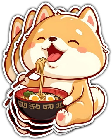 (3pcs) Shiba Inu Stickers, Shiba Inu Ramen Noodles Asian Sticker, Giant Asian Sticker- Stickers for Laptop Water Bottle Phone Car Window Helmet Vinyl Stickers 3 Inches