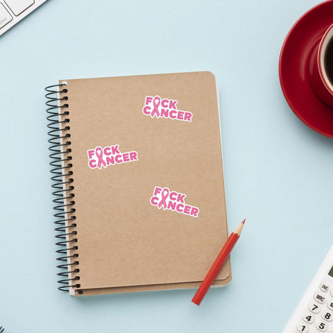 3 Pcs Fuck Cancer Pink Ribbon Sticker, Breast Cancer Awareness Ribbon Sticker, Pink Ribbon Breast Cancer Sticker 3 Inches for Laptop Water Bottle Phone Car Window Helmet Kindles Tumbler