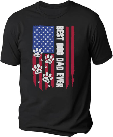 Personalized Dog Dad Shirts for Men, Best Dog Dad Ever Tshirt Gifts Fathers Day, Custom Funny Dogfather T-Shirt (TS15)