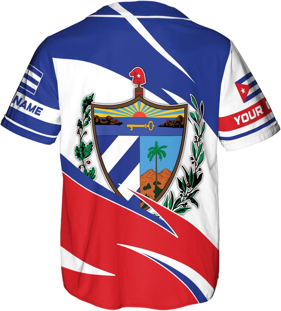 Podagree Personalized Cuba Baseball Shirt, Cuban Flag Jersey for Men and Women