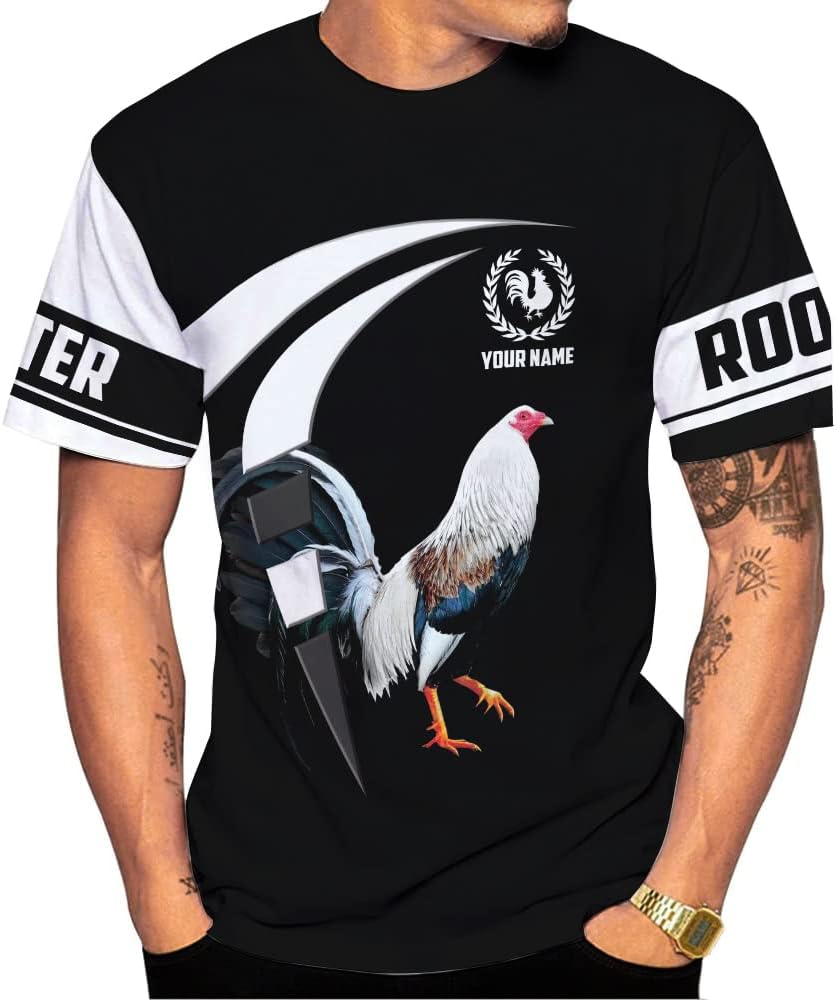 Mostefy Personalized Name Rooster Shirt 3D, Rooster Shirts for Men, Chicken Tshirts Shirts for Women, Funny Chicken Shirts