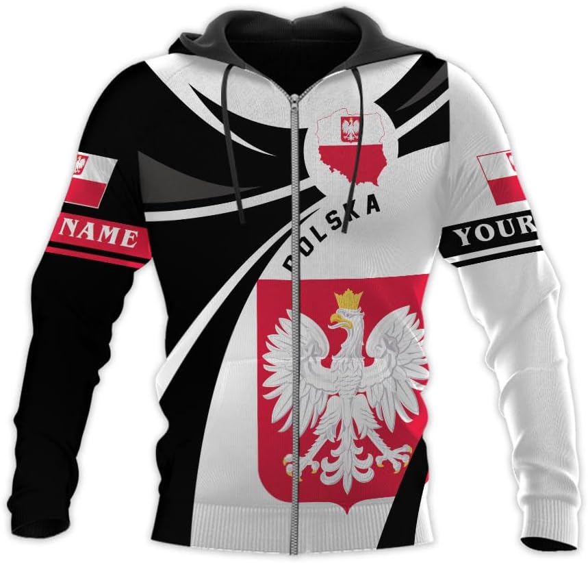 Vybonz Personalized Poland Hoodie Women & Men 3D, Poland Pride Shirt Polish Eagle
