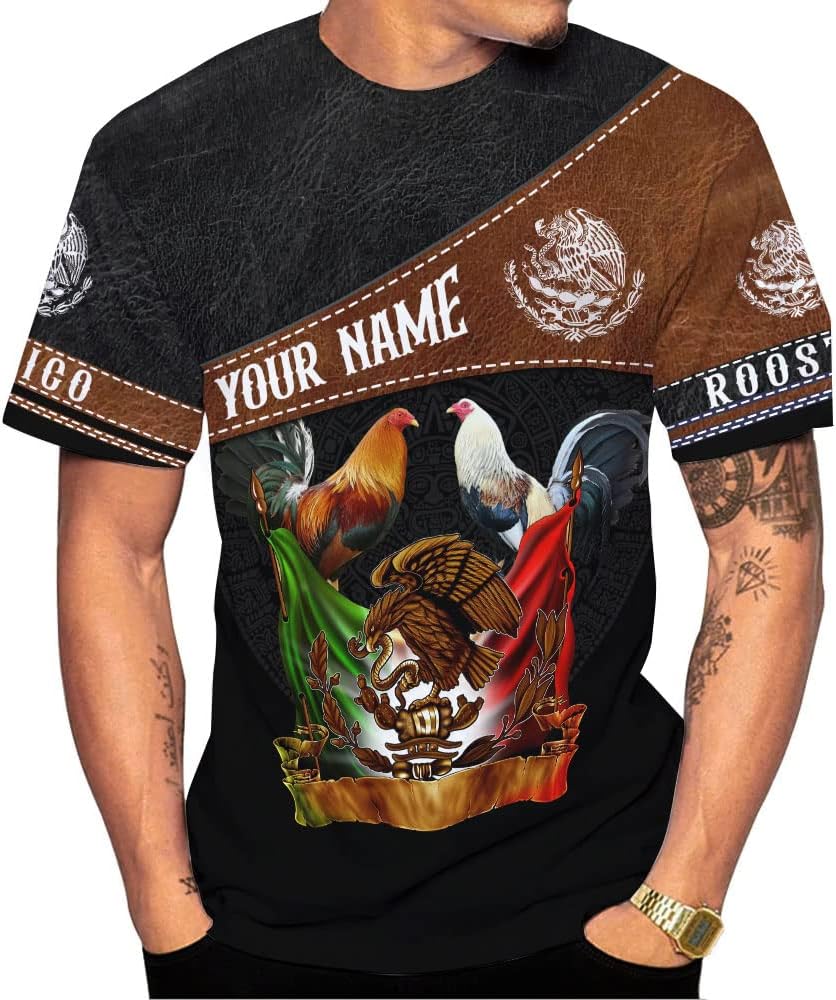 Personalized Name Mexican Shirts for Men, Customized Rooster Mexico Shirts for Men, Mexico Shirts for women, Mexico Shirt Eagle Flag Mexican Eagle Unisex Shirt, Mexico Soccer shirt men TS60