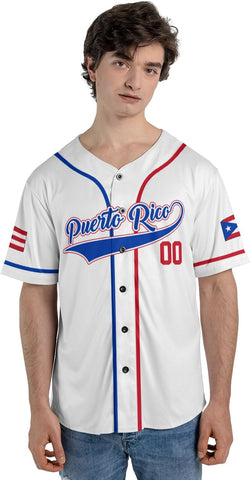 RoyalBro Personalized Puerto Rico Baseball Shirt - Custom Team Name, Puerto Rican Baseball Jersey for Men