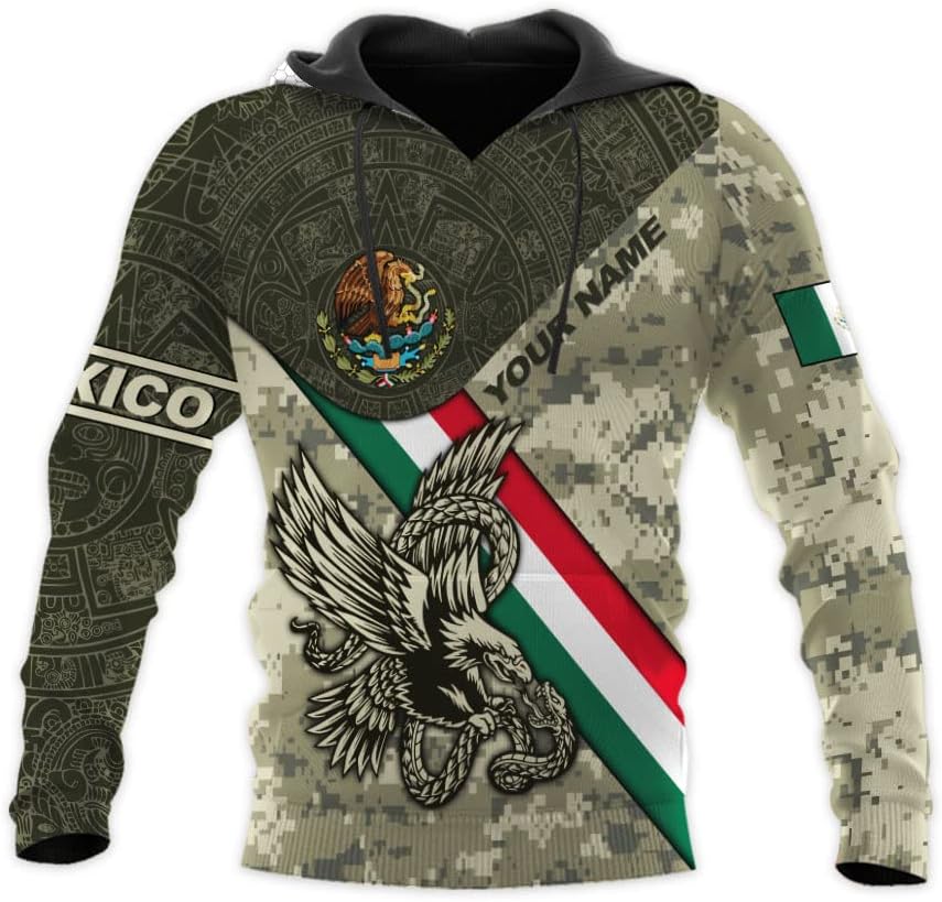 Personalized Name Mexican Hoodie 3D, Customized Mexican Hoodies for Men, Unisex Mexico Hoodie, Mexico Hoodies for Men 1