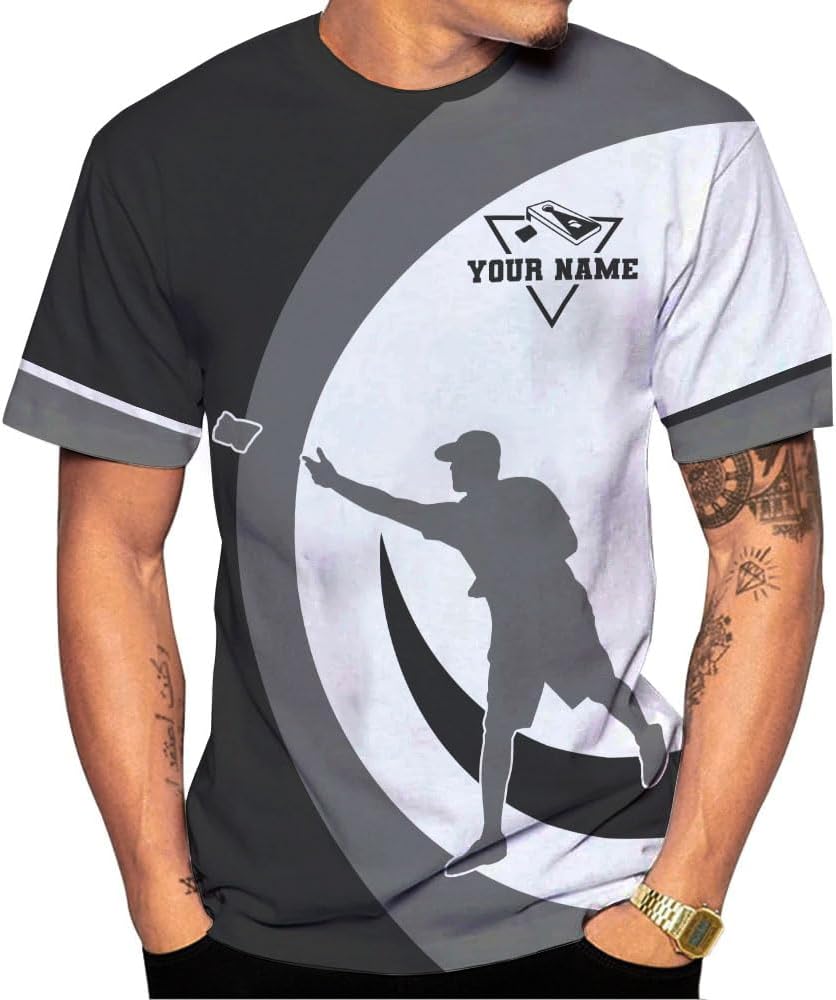 Personalized Cornhole Shirts 3D Over Print for Men & Women, Funny Cornhole Player Toss Sports T-Shirt for Team (CH 8)