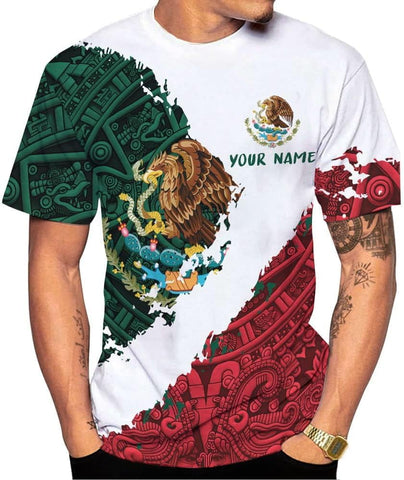 Mostprints Personalized Name Mexican Shirts 3D Customized Mexico Shirt US Flag, Mexican Shirts for women Unisex