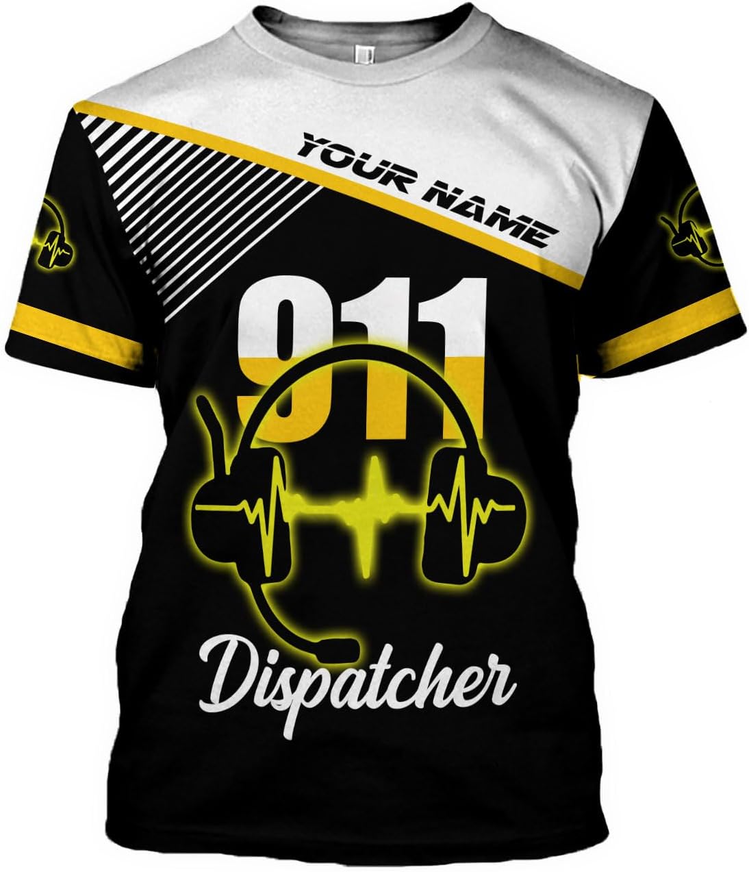 Personalized Name Dispatcher Thin Yellow Line US Flag Dispatcher T-Shirt, Custom Name Dispatcher T Shirts for Men and Women