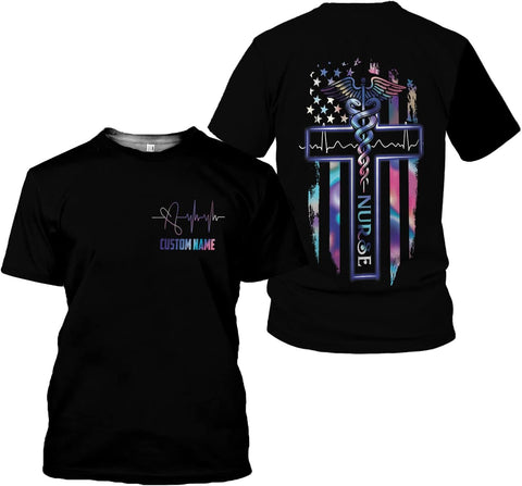 Vybonz Personalized Name Nurse Shirt, Nurse Gifts, Nurse Graduation Gifts, Funny Nurse T-Shirt Gift, Nursing Emergency Shirts