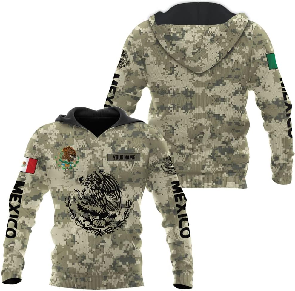 Mostefy Personalized Name Army Camo flag Mexican Mexico Unisex 3D All Over Printed Sportwear Hoodie, T Shirt, Zip Up Hoodie, Sweatshirt For Men Women Adult Full Size S-5XL (HD13)
