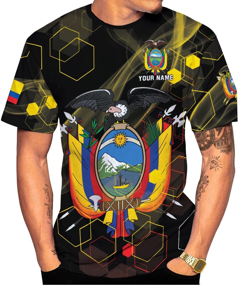 Ligthuy Personalized Name Ecuador 3D Shirt, Ecuador Flag Pride Gift T-Shirt, Men & Women S-5XL