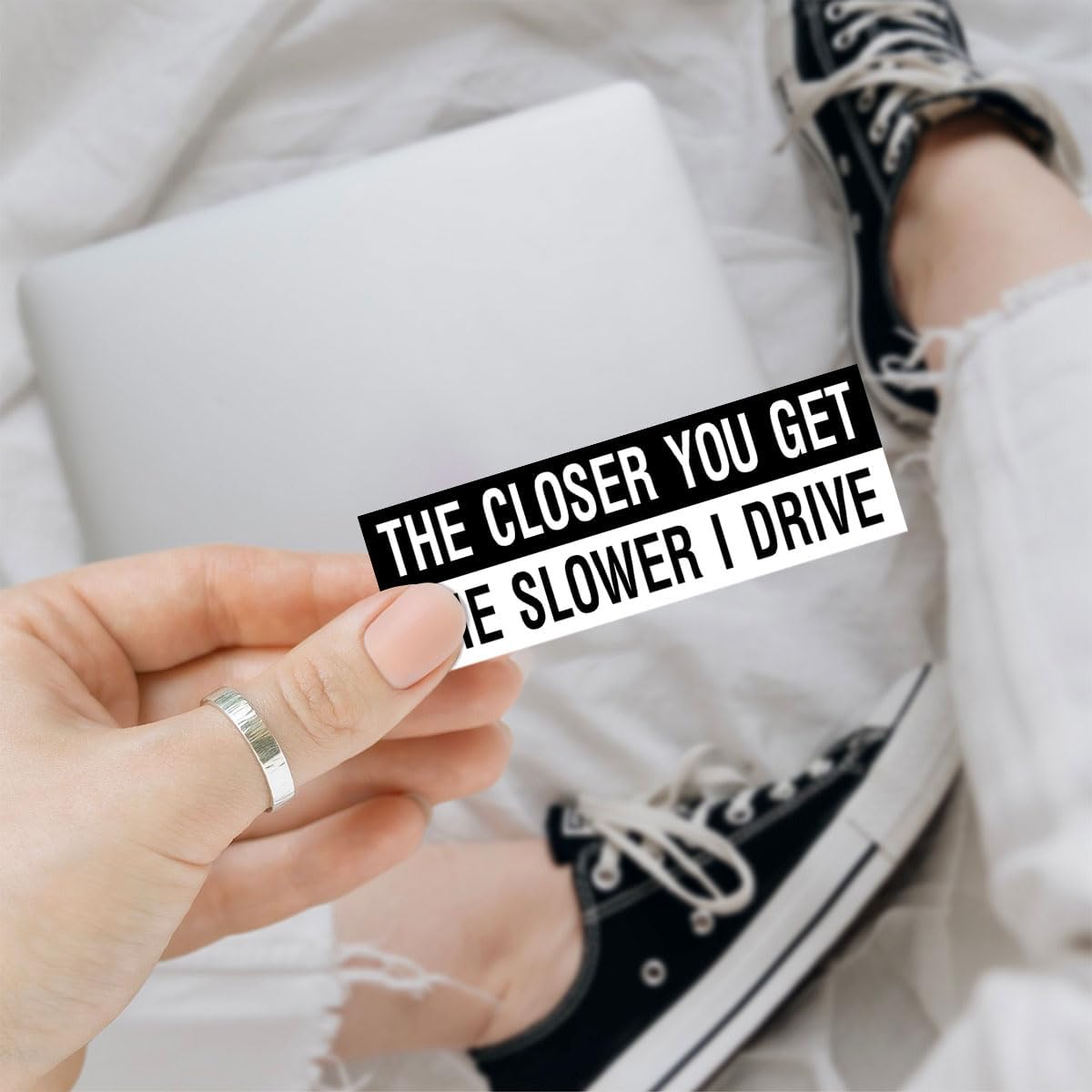(3 Pcs) The Closer You Get The Slower I Drive Sticker, Get Off My Ass Sticker, Car Bumper Stickers Funny- Vinyl Stickers Decal 5 Inches for Laptop Water Bottle Phone Car Window Helmet