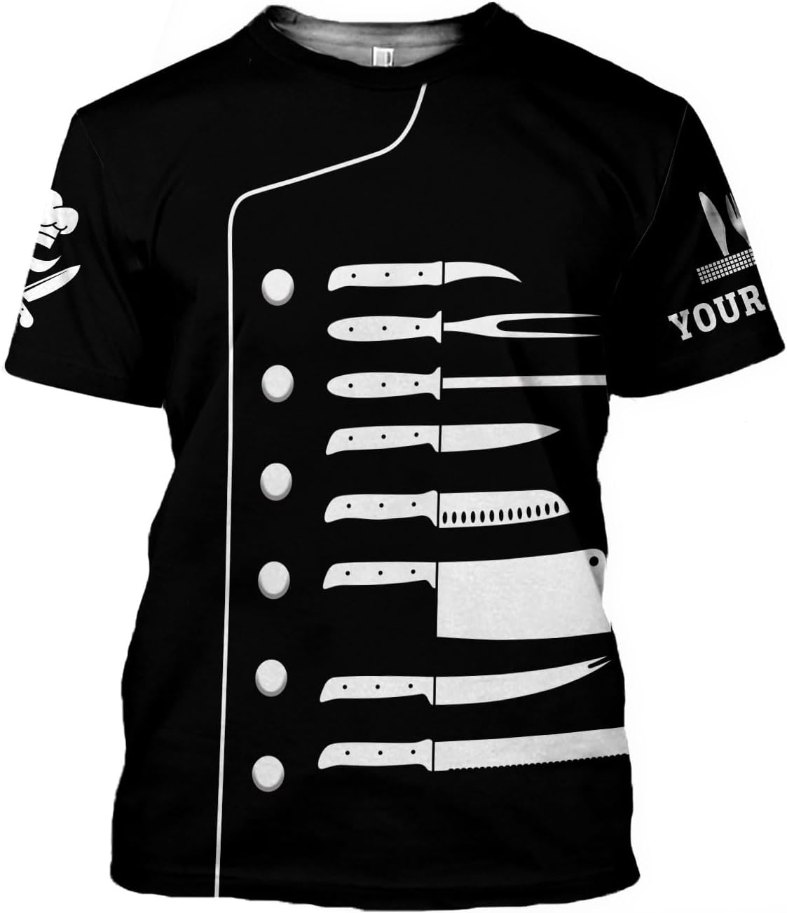 MoonArt Personalized Chef Shirt, 3D Chef Shirt Gifts Lover Men Women, Tshirt Chef Cook Knife, Master Chef Gifts