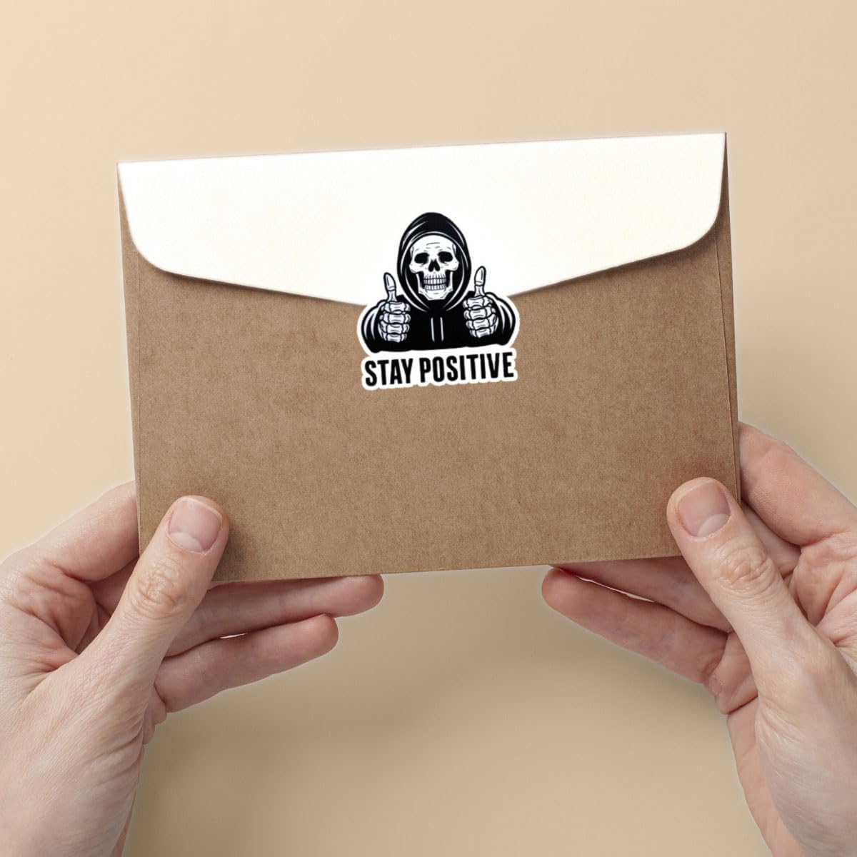 (3pcs) Skeleton Stay Positive, Funny Skeleton Sticker, Skeleton Sticker for Halloween, Sticker Die-Cut Waterproof Vinyl Sticker for Laptop Water Bottle Phone Window Helmet Decal Gift