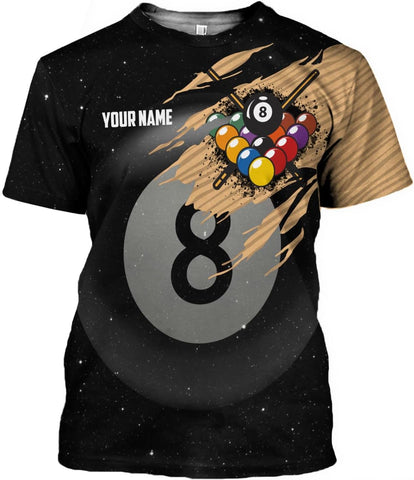 Pretyprints Personalized 3D Billiard Shirt Custom Name Men Women Team Apparel Pool 8 Ball Flag Tshirt Billiards Shirts Gift