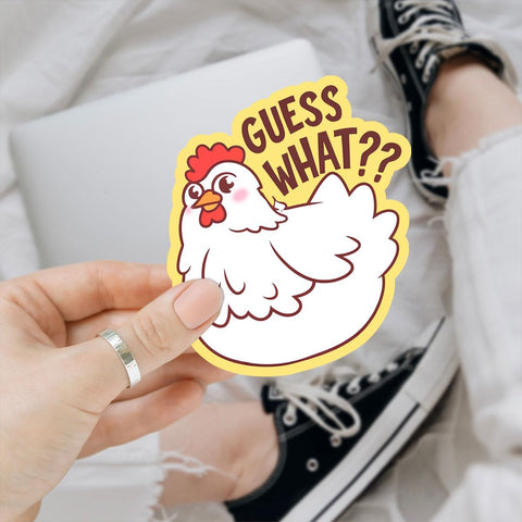 3 Pcs Guess What? Chicken Butt! Sticker, Guess What Sticker, Funny Chicken Sticker, Meme Chicken Sticker for Laptop Water Bottle Phone Car Window Helmet Vinyl Stickers 3 Inches (Guess What 2)