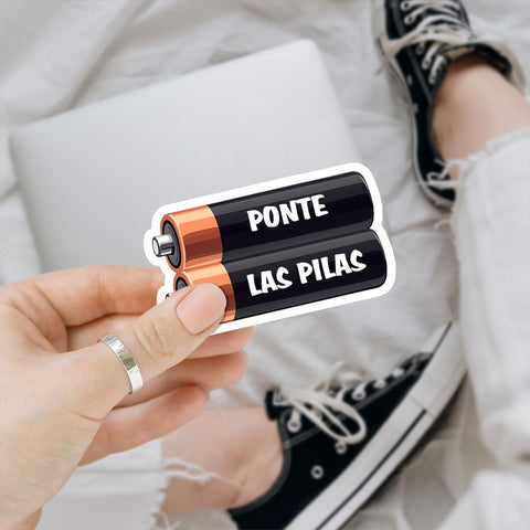 3pcs Ponte Las Pilas Sticker - Funny Put On Your Batteries Sayings, No Pasa Nada Sticker, Hydroflask Stickers Waterproof for Water Bottles Laptop Phone Car Window Helmet Vinyl Stickers 3 Inches