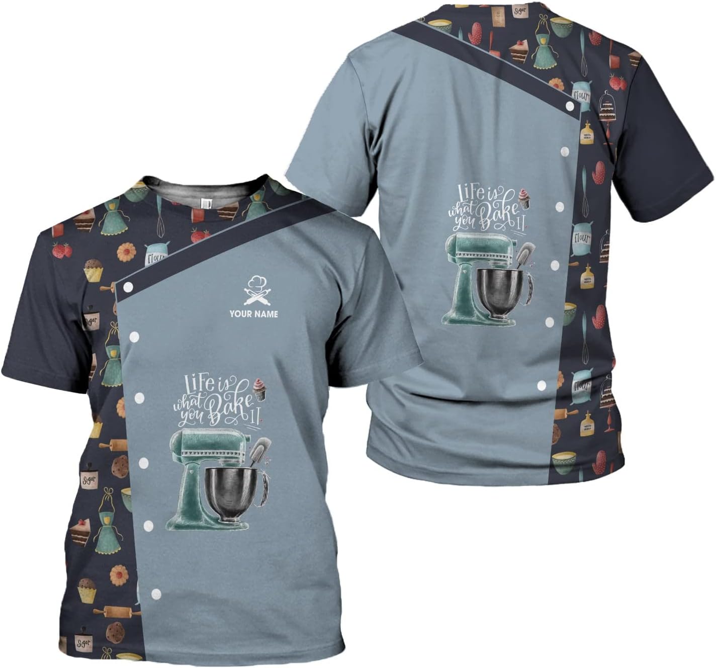 Personalized Name Baking 3D Shirt for Baker, Baker Cooking Gifts Tees, Funny Bake Machine Shirt, Baker Lover Shirt