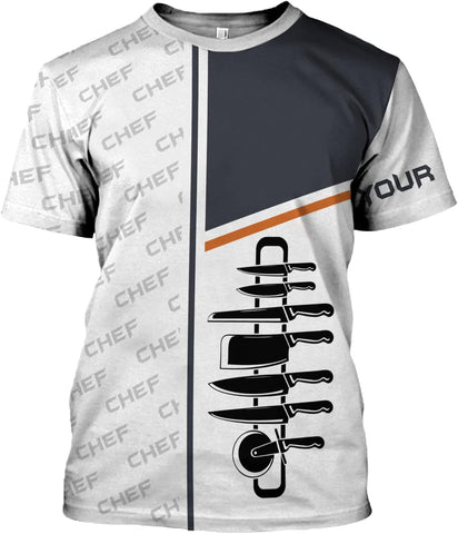 Custom Chef Shirt Chef Shirts for Men Gifts for Master Chef Lovers Custom Chef T Shirts for Men Funny 3D Chef Shirts for Men