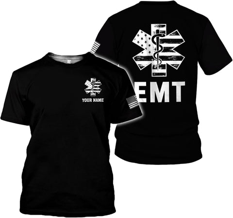 Mostprints Personalized EMT Shirt, EMS Shirt, Customized EMS Shirts,EMT Paramedic Uniform Emergency Medical Technician Shirts