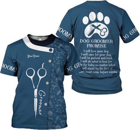 RoyalBro Personalized Dog Groomer Shirt Custom Dog Cat Grooming Stylish Shirts Groomers Tshirts Groomer Tshirt Men & Women (Style 1) Multicolor