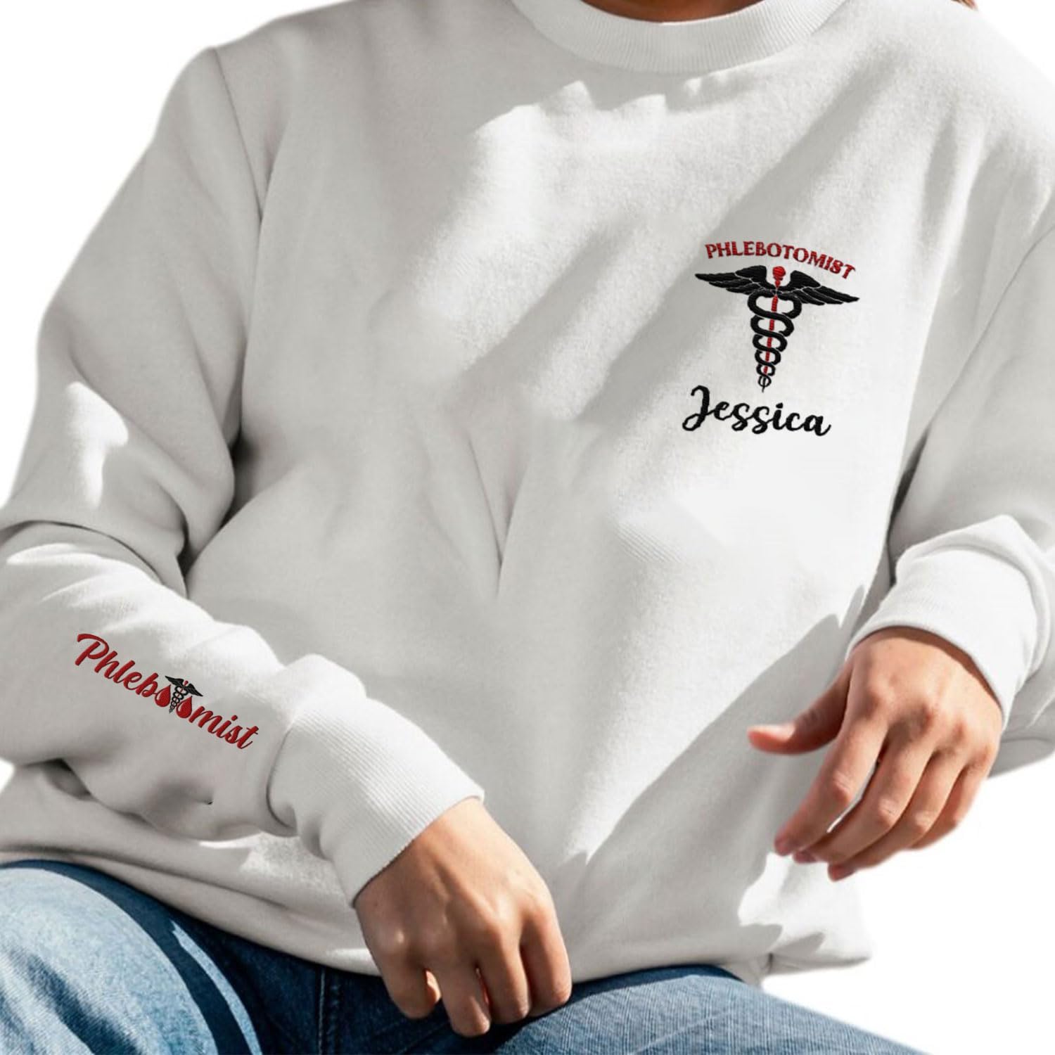 Custom Phlebotomy Technician Embroidered Sweatshirts, Phlebotomy Tech Hoodie, Phlebotomy T-shirts Gift For New Phlebotomist