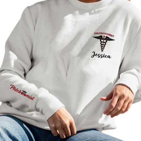 Custom Phlebotomy Technician Embroidered Sweatshirts, Phlebotomy Tech Hoodie, Phlebotomy T-shirts Gift For New Phlebotomist