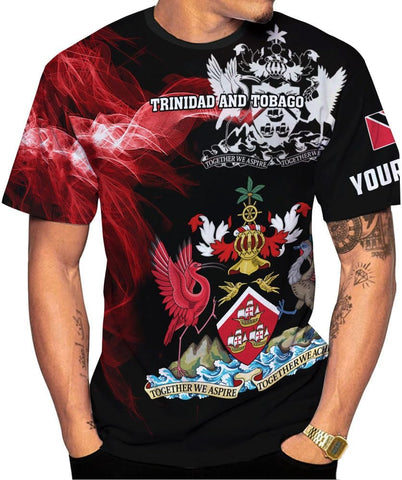 Personalized Trinidad & Tobago Shirts Trinidad and Tobago Coat of Arms Flag 3D Shirts Trinidad Pride Independence