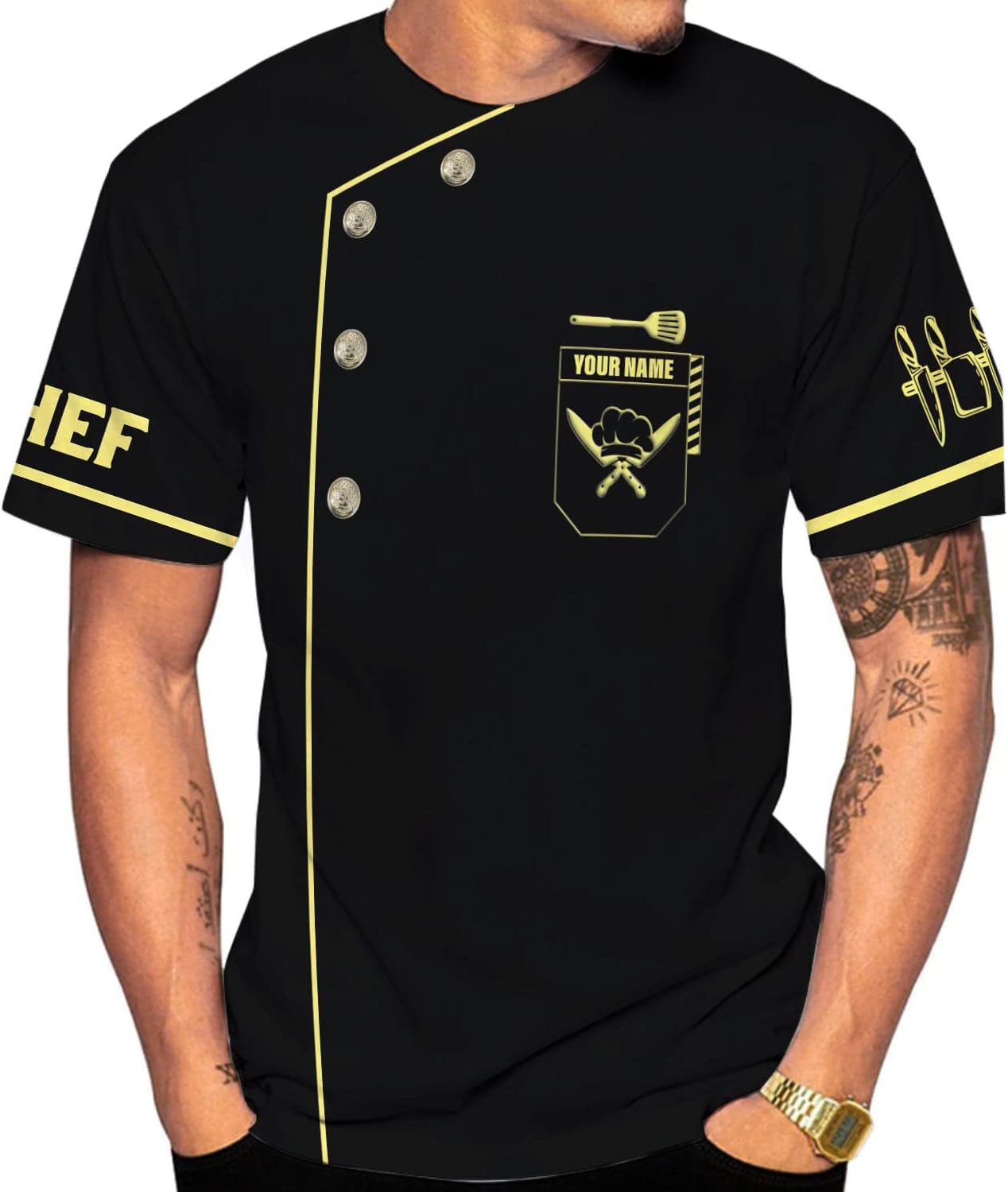 Personalized Chef Shirt Master Chef 3D Shirts Chef Gifts Custom Name Chefs Shirt for Men and Women, Tshirt Chef Utility Shirt