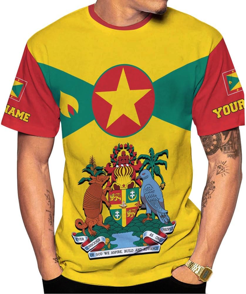 Personalized Name Grenada Shirts for Men, Grenada Shirts for Women, Proud Grenadan Shirts, Grenadian Flag Pride Shirt