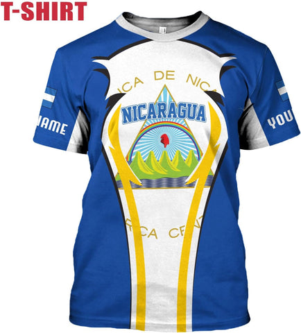 Mostprints Personalized Nicaragua Shirt 3D, Nicaragua Flag Shirts, Nicaraguan Camisas T-Shirt, Unisex Shirts for Men Women