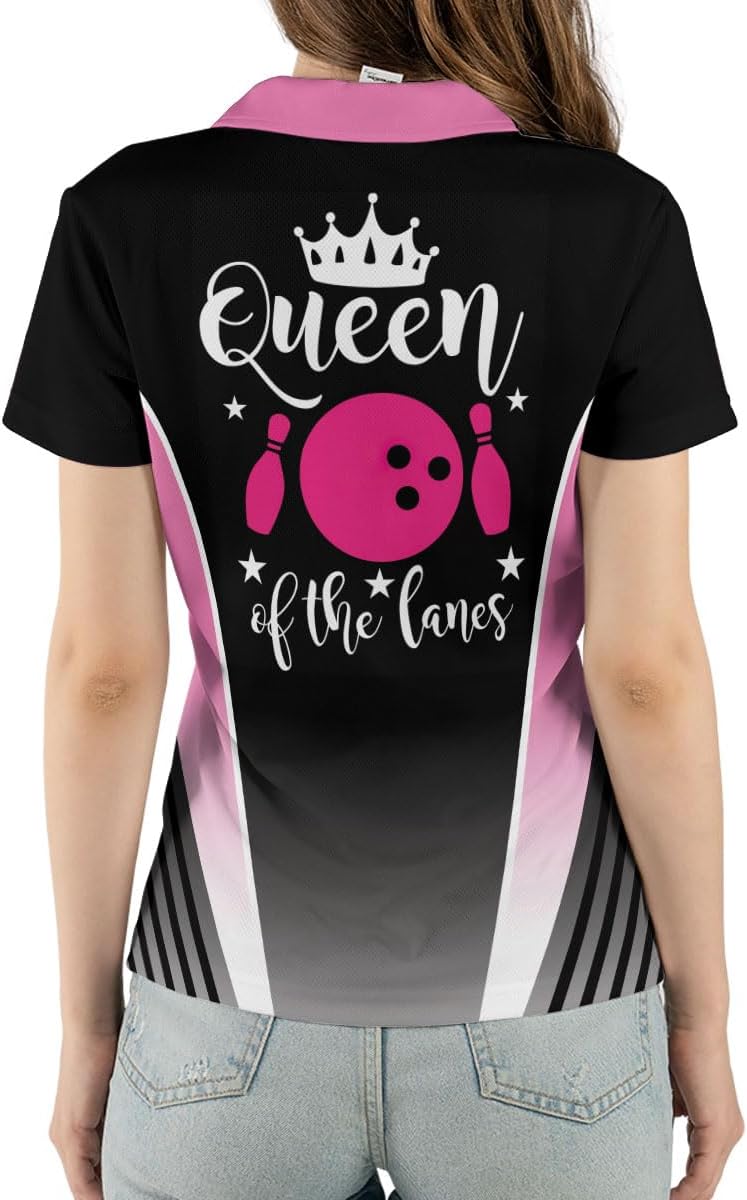 Personalized Bowling Shirts for Women, Custom Name Women Bowling Jersey, Ladies Bowling Polo Shirt for Team