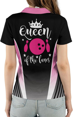 Personalized Bowling Shirts for Women, Custom Name Women Bowling Jersey, Ladies Bowling Polo Shirt for Team