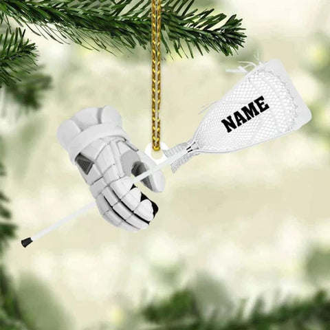 HomeDesign Personalized Lacrosse Ornament, Lacrosse Amor Shape Flat Ornament, Lacrosse Helmet Ornaments, Gifts for Lacrosse Lovers, Lacrosse Players, Lacrosse Christmas Ornament (LA 3)