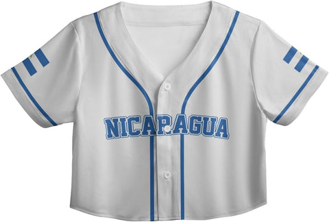 Personalized Nicaragua Baseball Croptop Shirt, Nicaraguan Flag Jersey for Women Jersey Pride