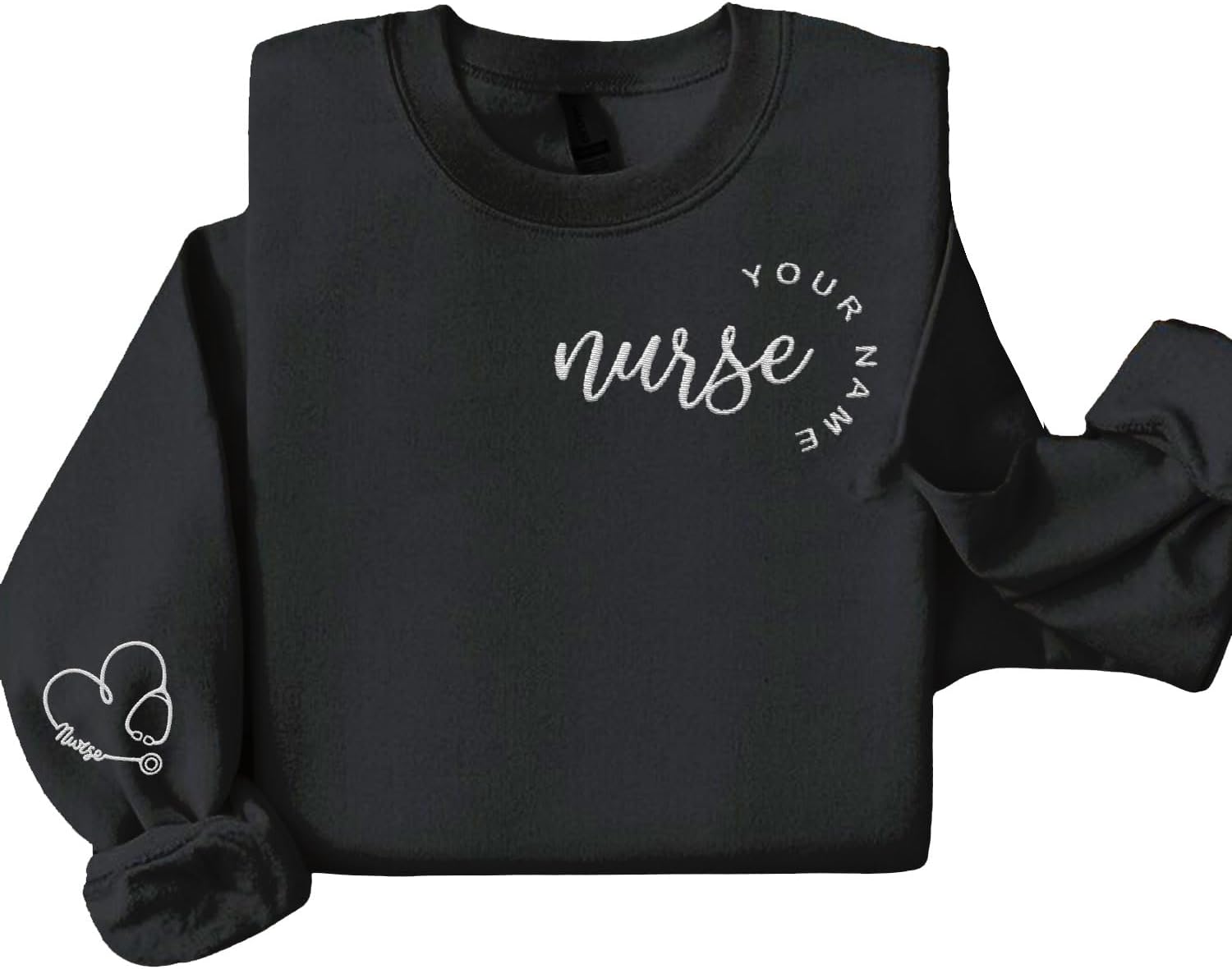 Suseaz Personalized Embroidered Nurse Sweatshirt, Custom Name Nurse Sweatshirt, Gift For Nurse, Women, Nursing School Shirt
