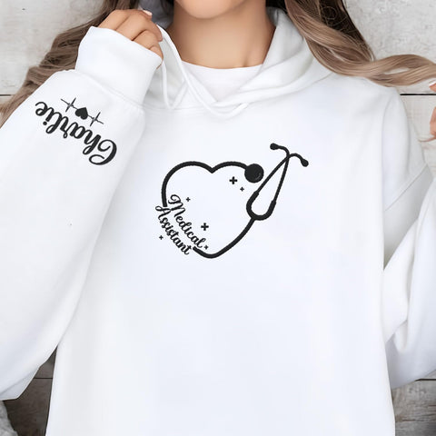 Custom Medical Assistant Embroidered Sweatshirt for Women, MA Nurse Crewneck, Medical Assistant Shirts Gift for Nurse
