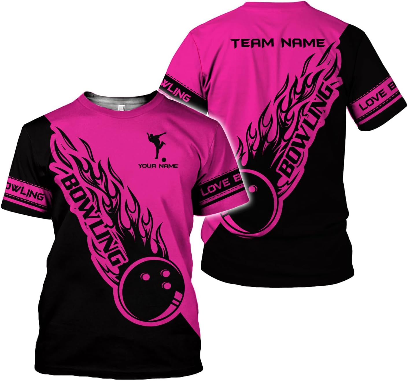 Rivelus Personalized Name Bowling Shirts for Men and Women 3D, Bowling Shirts for Team Bowling, Bowling Shirts Gift