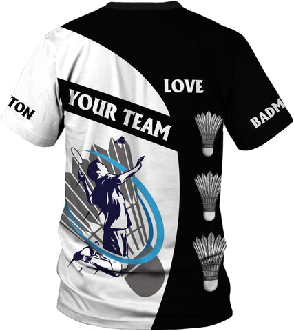 Personalized Badminton Shirt 3D Over Print, Badminton Players T-Shirt, Badminton Sport Uniform Shirt for Men S-5XL (BMT 9)