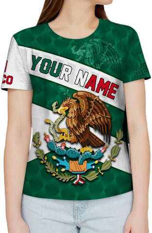 Mostefy Personalized Name Mexican Shirts 3D Customized Mexico Shirt US Flag, Mexican Shirts for Women Unisex