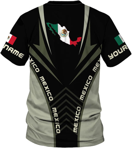 Mostefy Personalized Name Mexican Shirts 3D Customized Mexico Shirt US Flag, Mexican Shirts for Women Unisex